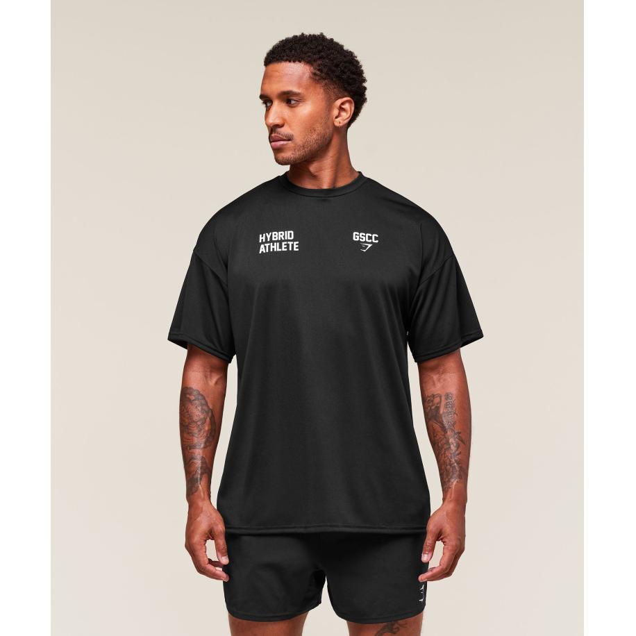Gymshark Hybrid Athlete T-Shirt Black Zwart