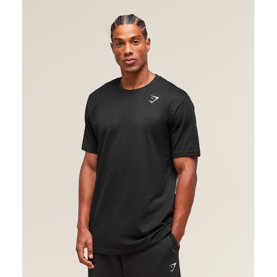 Gymshark Crest T-Shirt (Tall) Black Zwart