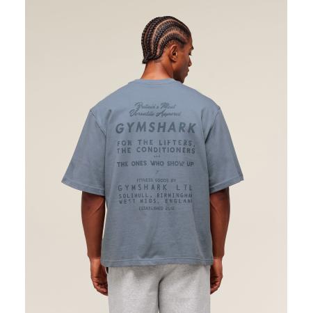 Gymshark For The Lifters Boxy T-Shirt Iron Blue