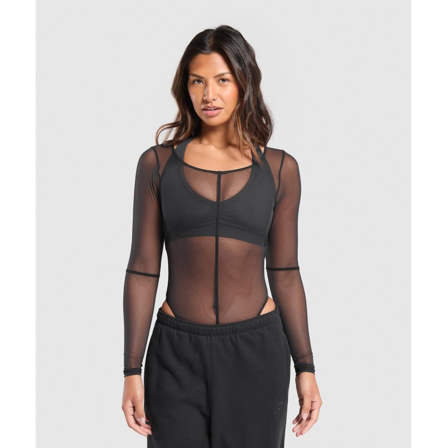 Gymshark Elevate Mesh Bodysuit Black Zwart