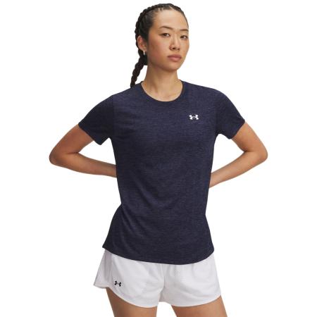 Under Armour Tech™ Twist Damesshirt met korte mouwen Midnight Marineblauw / Wit S