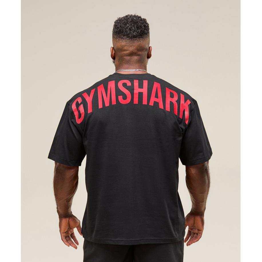 Gymshark Power T-Shirt Black/Conditioning Red Zwart