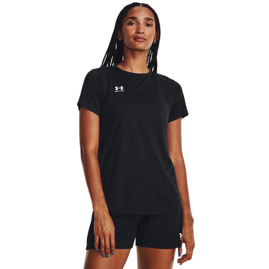 Under Armour Challenger Trainingsshirt met korte mouwen voor dames Zwart / Wit XL Zwart
