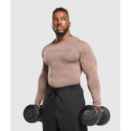 Gymshark Tectonic Long Sleeve T-Shirt Mocha Mauve/Walnut Brown