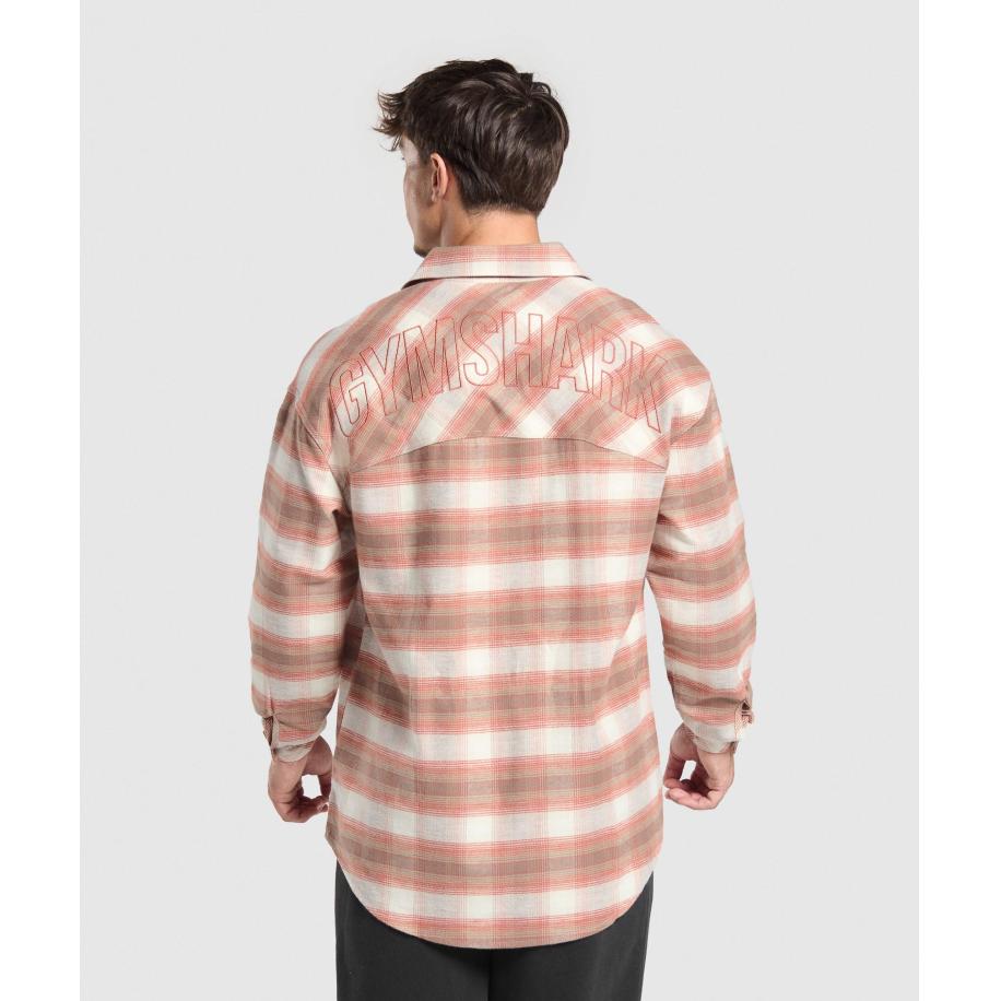 Gymshark Flannel Shirt Soft White Wit