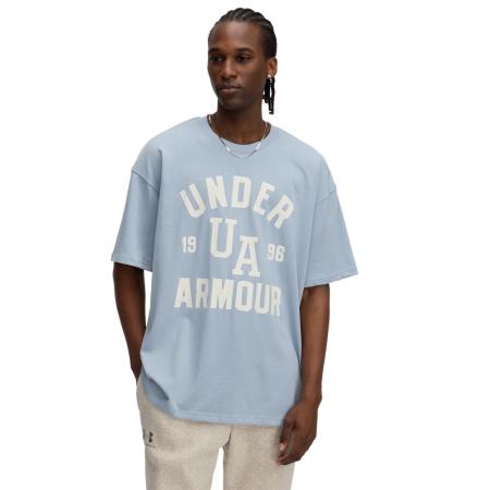 Under Armour Heavyweight Varsity Oversized herenshirt met korte mouwen Harbor Blauw / Steen XS