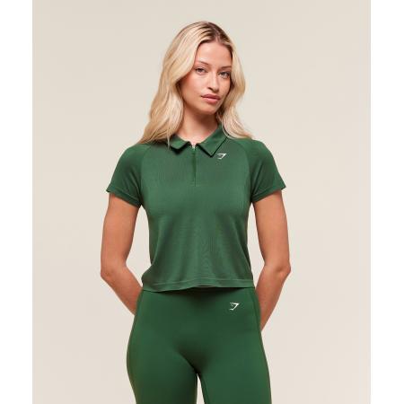 Gymshark Retro Seamless Midi Polo Classic Green