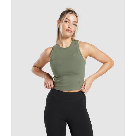 Gymshark Rest Day Cotton Contour Tank Base Green