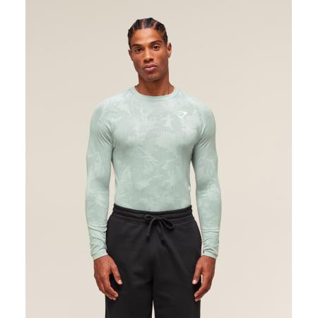 Gymshark Geo Seamless Long Sleeve T-Shirt Morning Blue/Celeste Blue