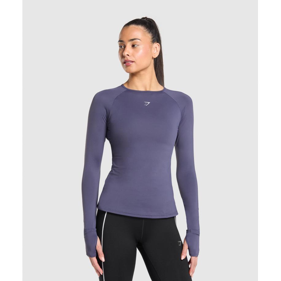 Gymshark Running Long Sleeve Top Weighted Purple Paars