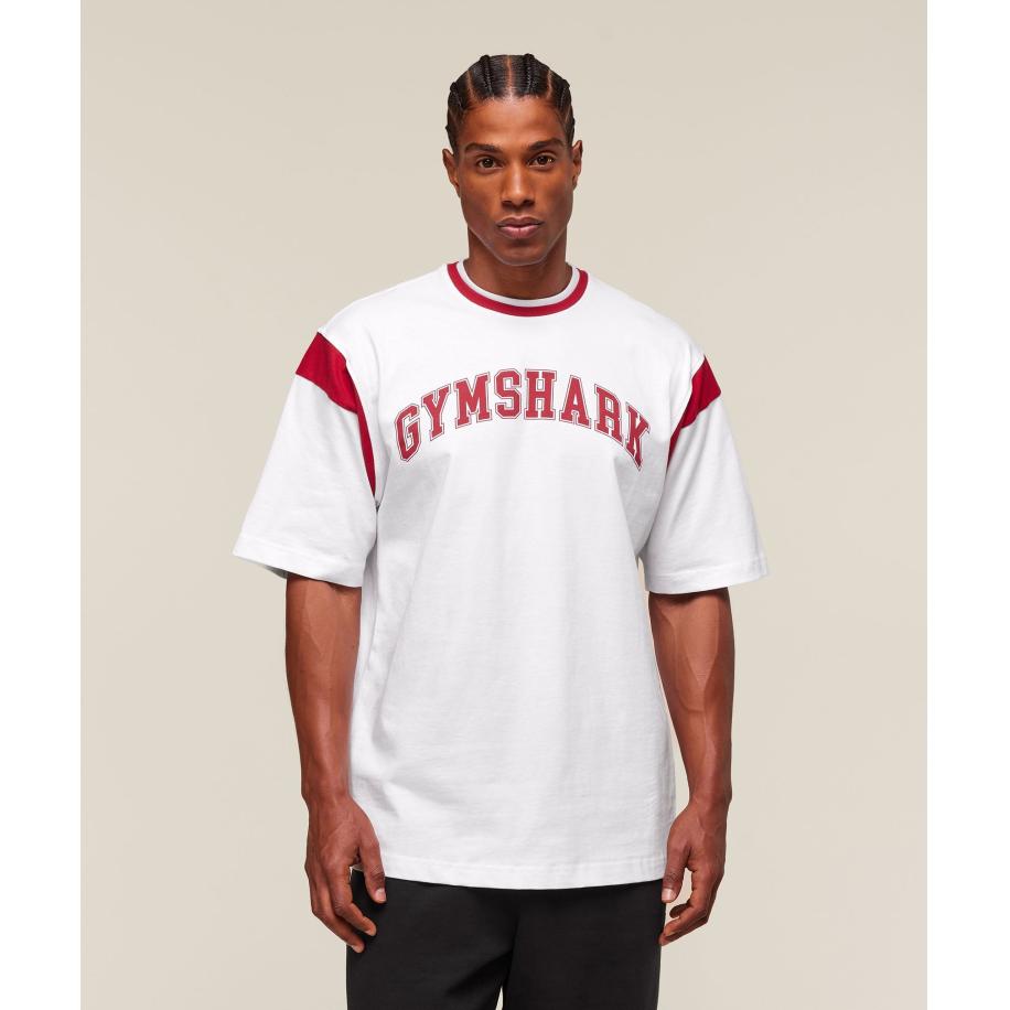 Gymshark GSLC Oversized T-Shirt White/Conditioning Red Wit