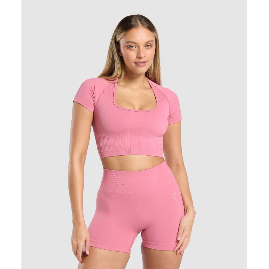 Gymshark Corset Seamless Crop Top Sunset Pink Roze