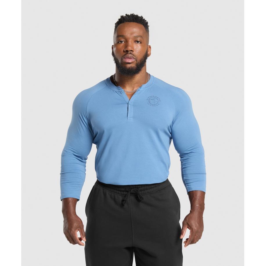 Gymshark Legacy Henley Classic Blue Blauw