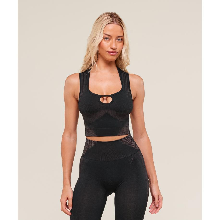 Gymshark Diffuse Seamless Cropped Tank Black/Calm Pink Zwart