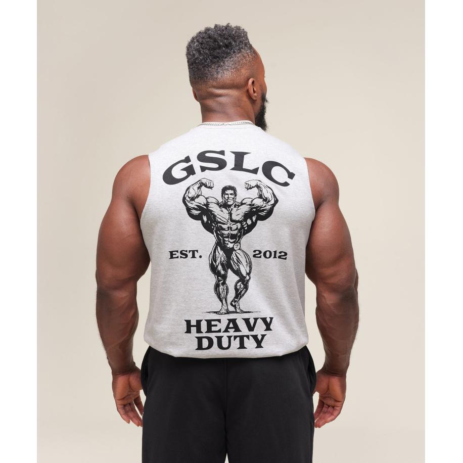 Gymshark Heavy Duty Tank Light Grey Core Marl Grijs