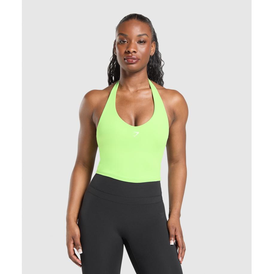 Gymshark Halter Neck Cami with Shelf Energy Gelato Green Groen