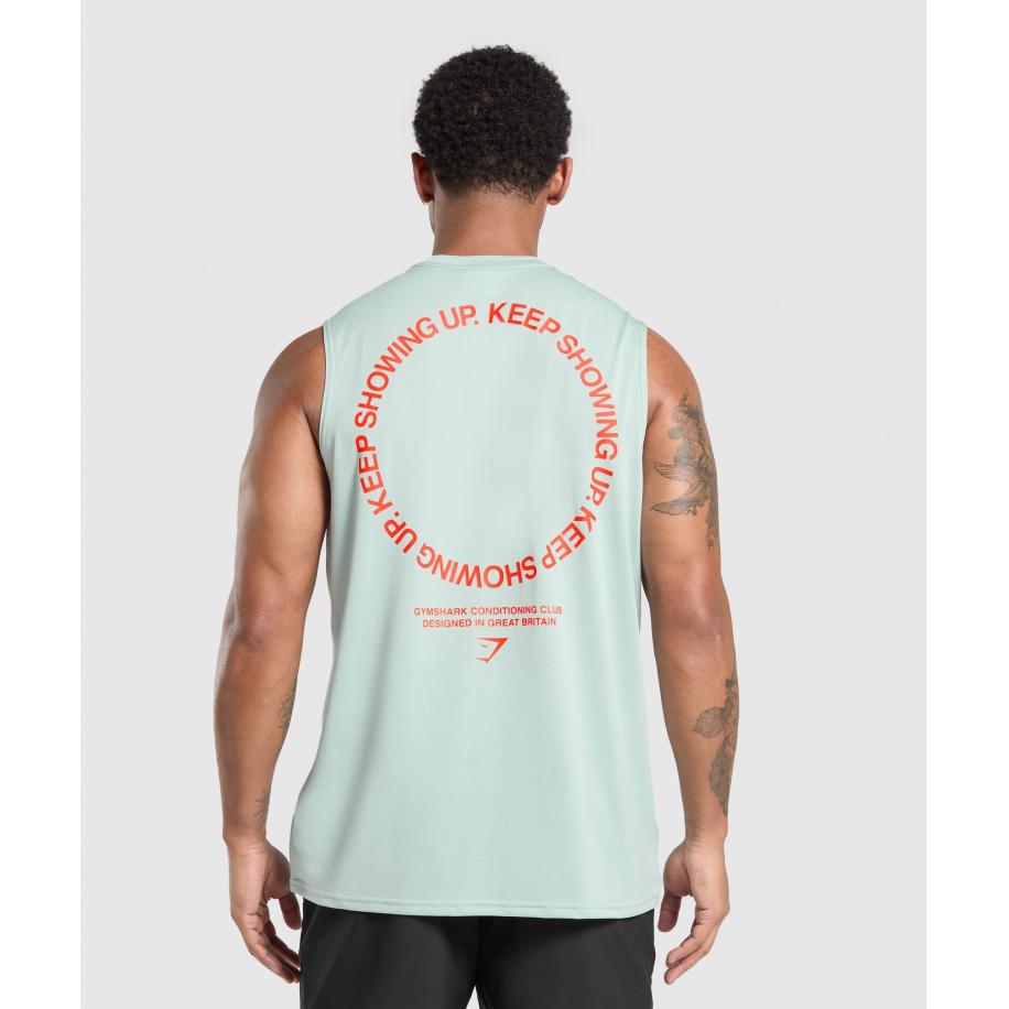 Gymshark Keep Showing Up Tank Morning Blue Blauw