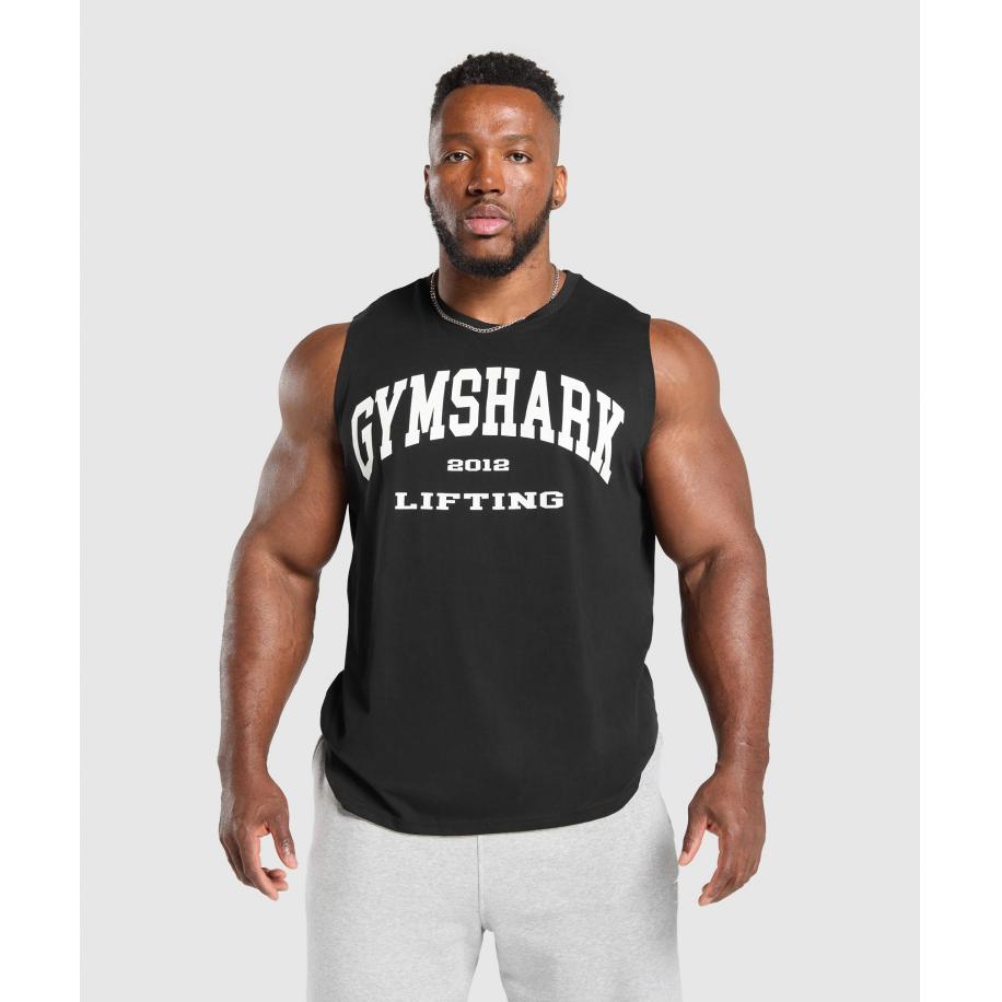 Gymshark 2012 Lifting Cut off Tank Black Zwart