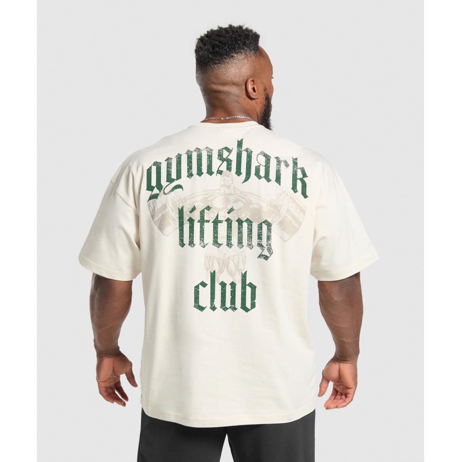 Gymshark Lifting Club T-Shirt Oat White/Classic Green Groen