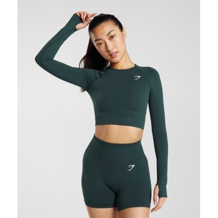 Gymshark Vital Crop Top Woodland Green Marl