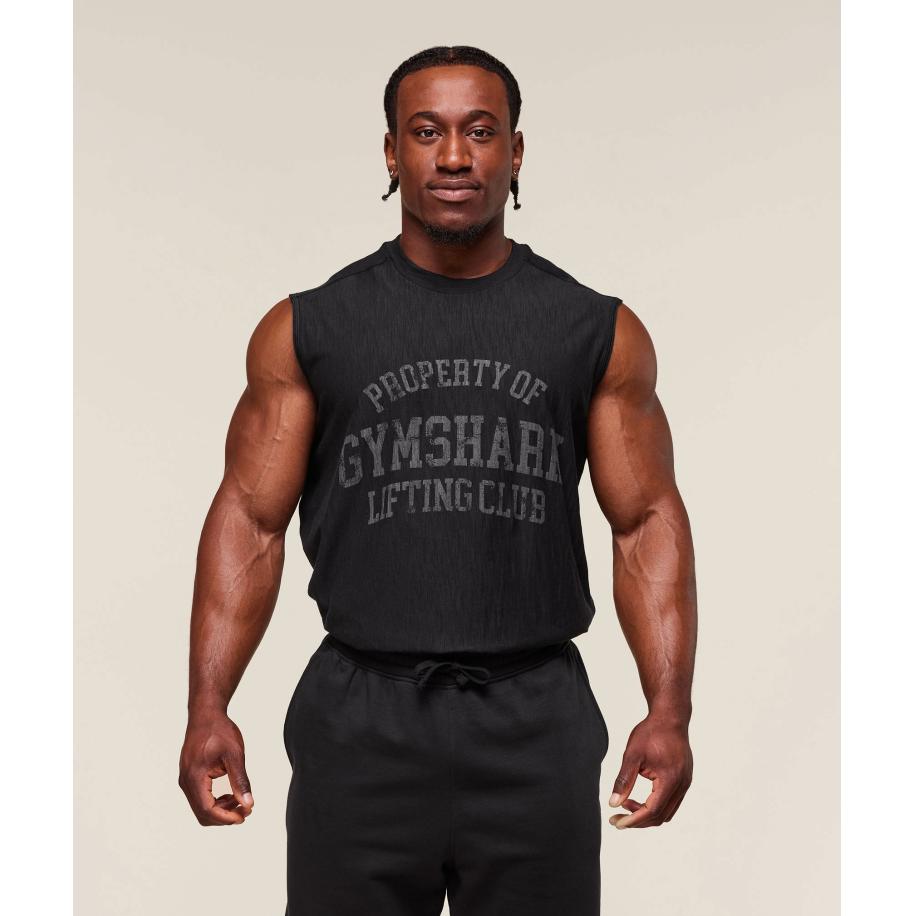 Gymshark Lightweight Slub Textured Tank Black Zwart
