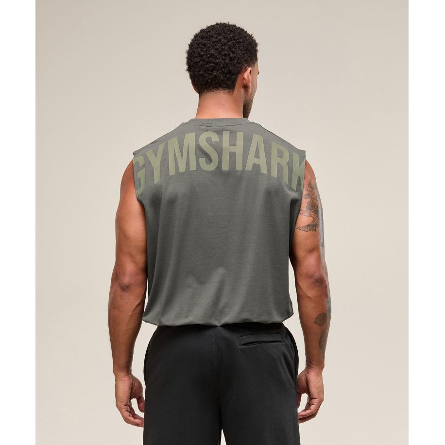 Gymshark Power Cut Off Tank Strength Green Groen