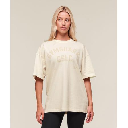 Gymshark 66 Washed Graphic Oversized T-Shirt Oat White