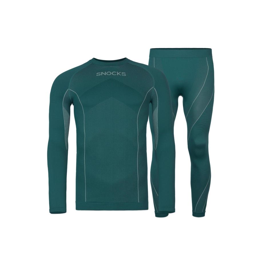 SNOCKS SNOCKS Basislaag lichtgrijs / donkergroen -
