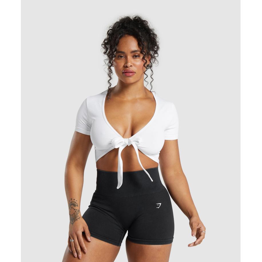 Gymshark Gains Seamless Fitted Crop Top White Wit
