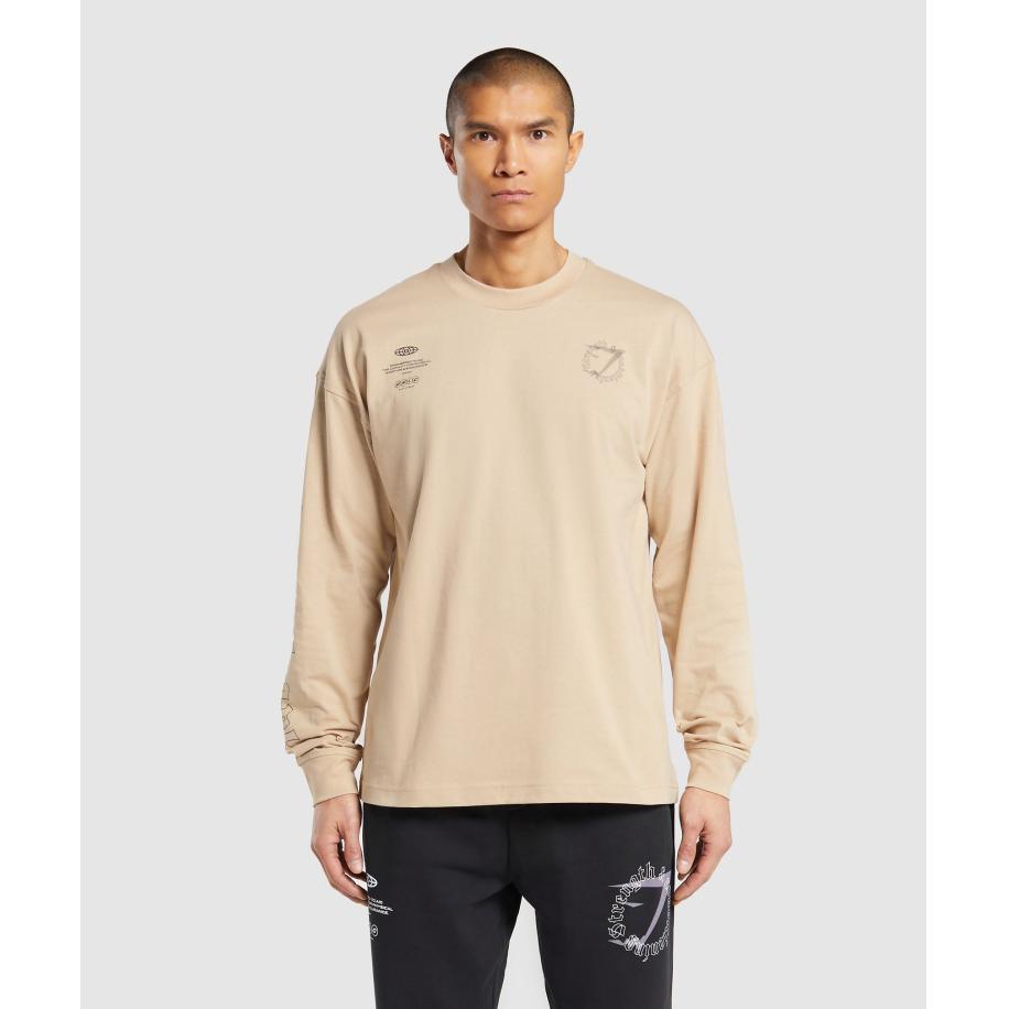 Gymshark Strength and Conditioning Long Sleeve T-Shirt Vanilla Beige Multicolor