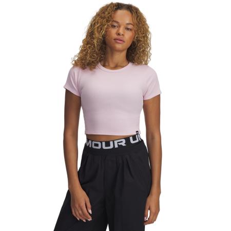Dames T-shirt Under Armour Rival Rib Baby Prime Roze / Wit XL