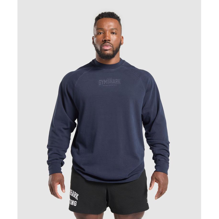 Gymshark Heavyweight Long Sleeve T-Shirt Heavy Blue Blauw