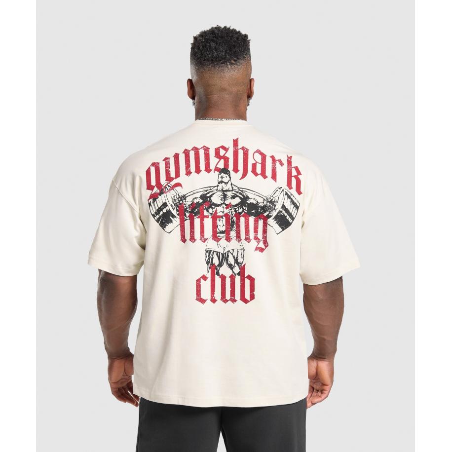 Gymshark Lifting Club T-Shirt Oat White/Conditioning Red Rood