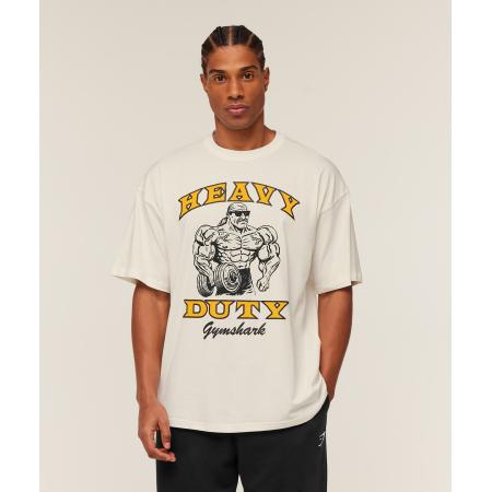 Gymshark Heavy Duty Bro Graphic T-Shirt GS Soft White