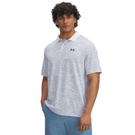 Under Armour Matchplay Printed Herenpolo Wit / Blauw Smoke / Midnight Marineblauw S