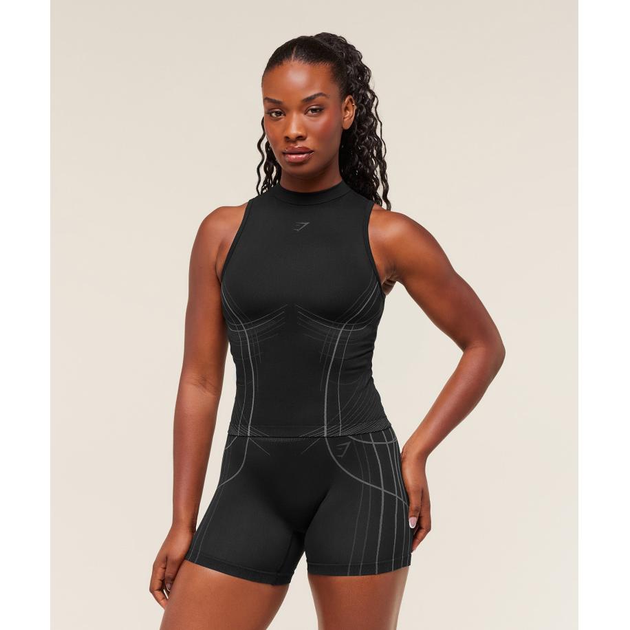 Gymshark Apex Seamless Tank Black/Graphite Grey Zwart