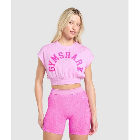 Gymshark Mesh Graphic Crop Top Sour Pink