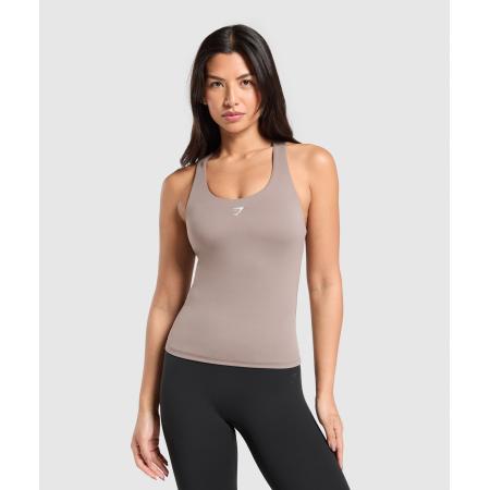 Gymshark Everyday Racer Back Tank With Shelf Lifestyle Brown