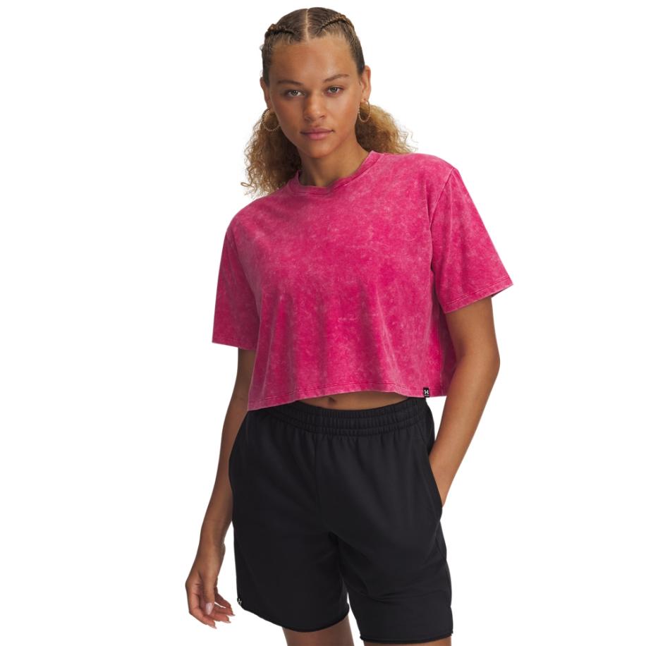 Damestop Under Armour Rival Wash met korte mouwen Shaded Fuchsia / Zwart / Shaded Fuchsia M Roze