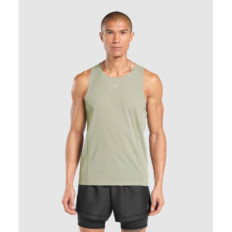 Gymshark Running Tank Chalk Green Groen