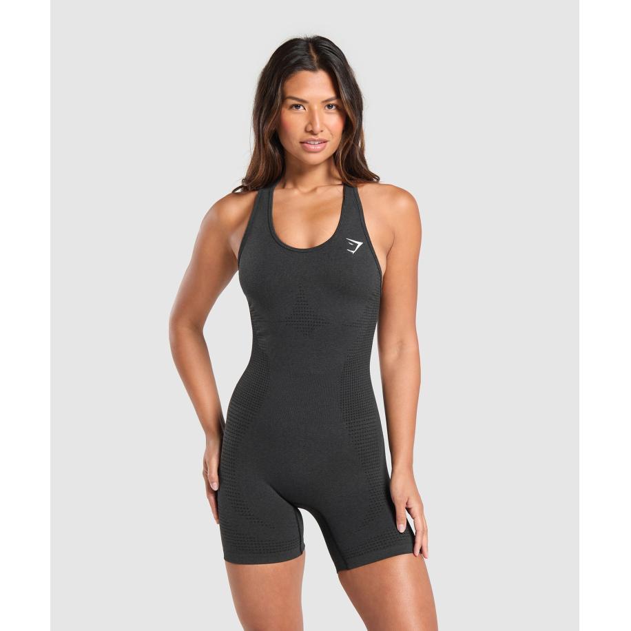 Gymshark Vital All In One Black Marl Zwart