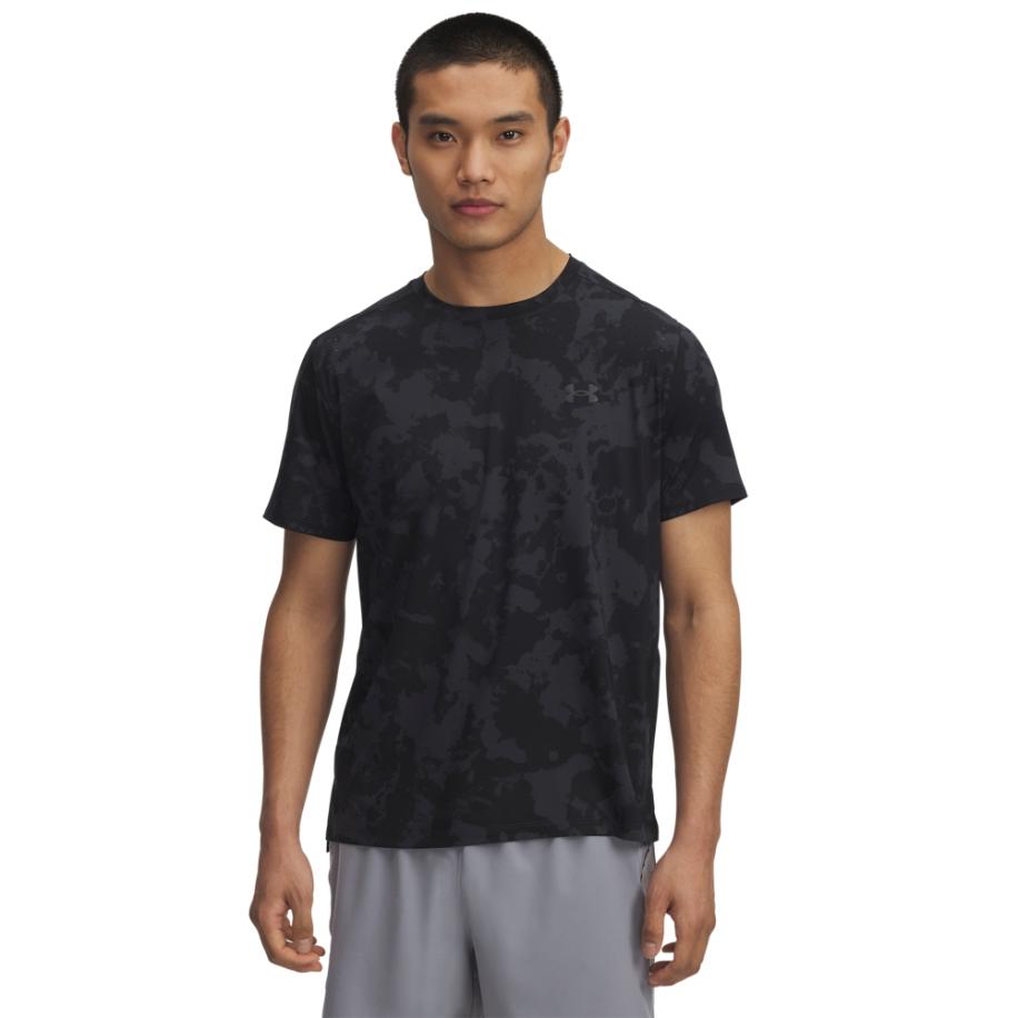 Under Armour Launch Elite Printed Herenshirt met korte mouwen Anthracite / Zwart / Reflecterend XXL Grijs