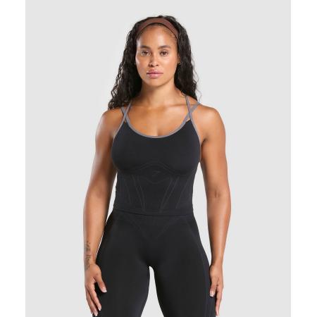 Gymshark Apex Contrast Tank With Shelf Black/Brushed Grey