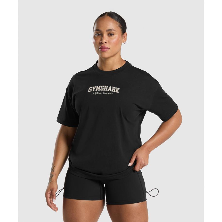 Gymshark Lifting Essentials Graphic Oversized T-Shirt Black Zwart