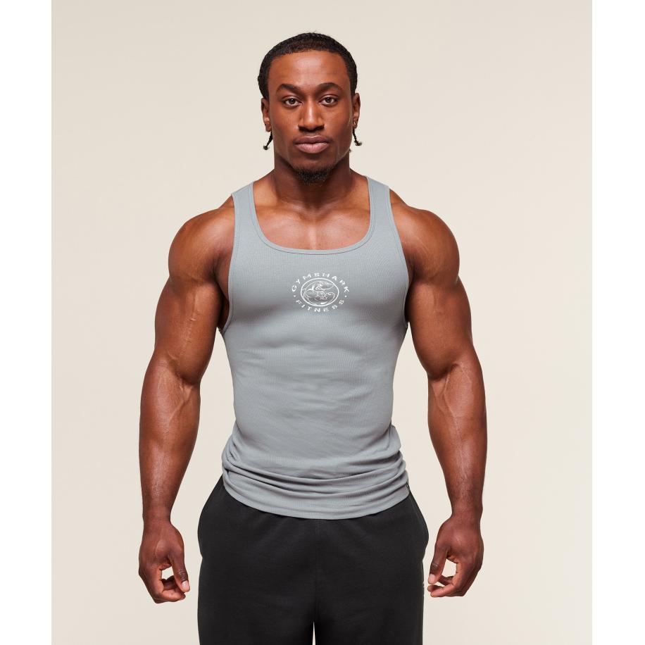 Gymshark Lifting Club Ribbed Tank Denim Grey Grijs
