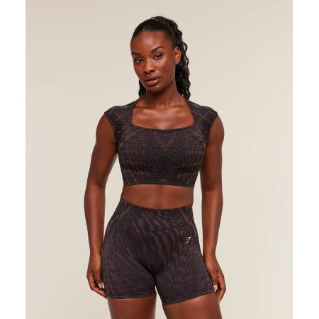 Gymshark Adapt Houndstooth Midi Top Black/Reset Pink