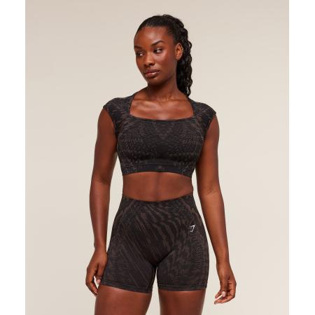 Gymshark Adapt Houndstooth Midi Top Black/Chestnut Pink