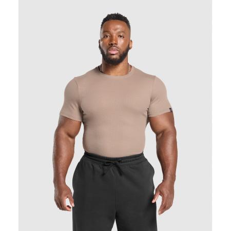 Gymshark Ribbed T-Shirt Lifestyle Brown