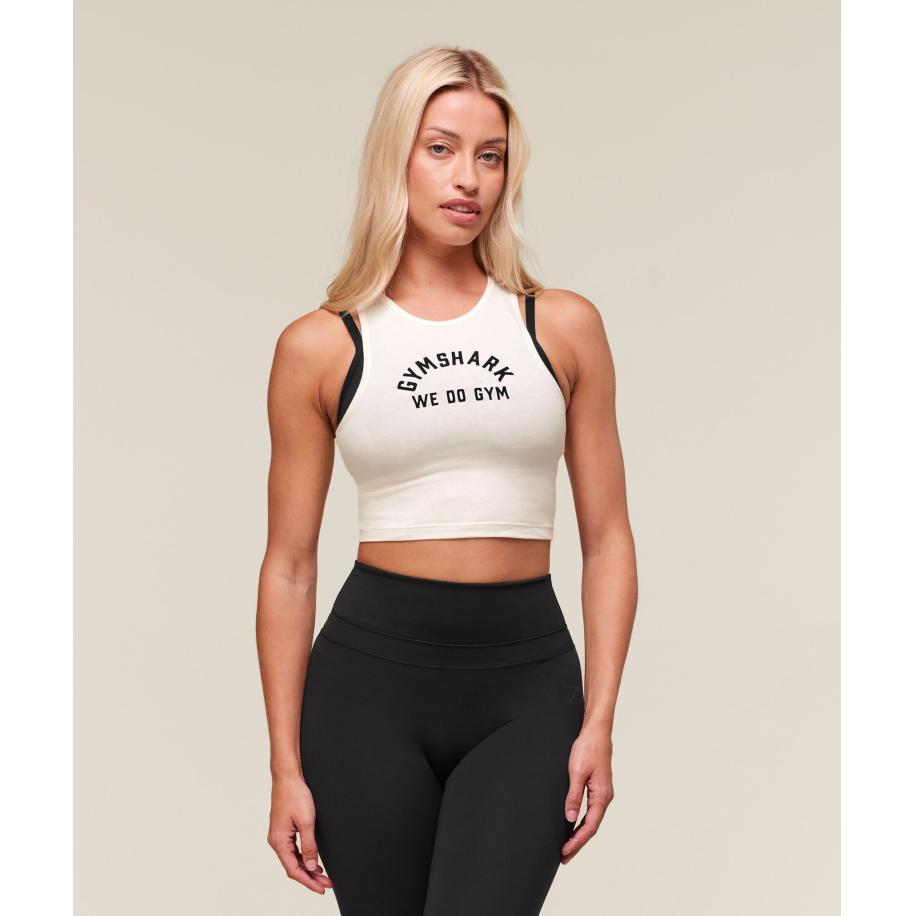 Gymshark We Do Gym Graphic Cropped Tank Soft White Wit