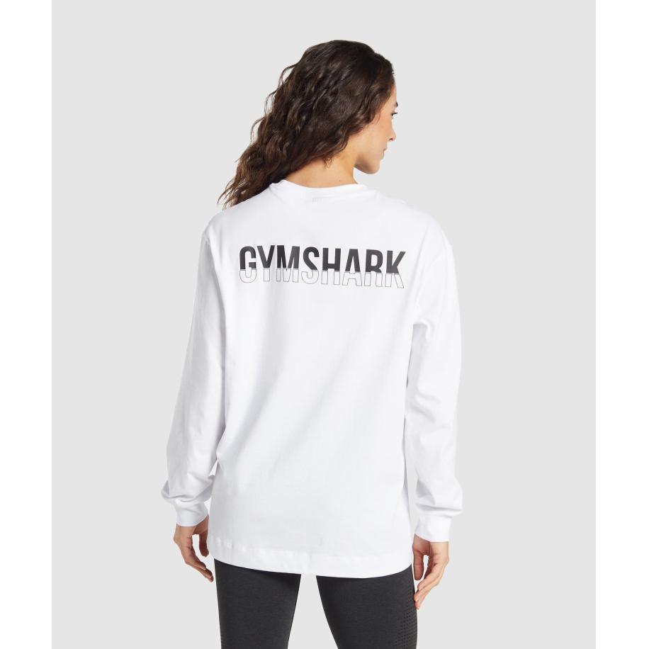 Gymshark Fraction Long Sleeve T-Shirt White Wit